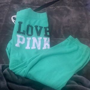 VS Pink jogger pajamas teal